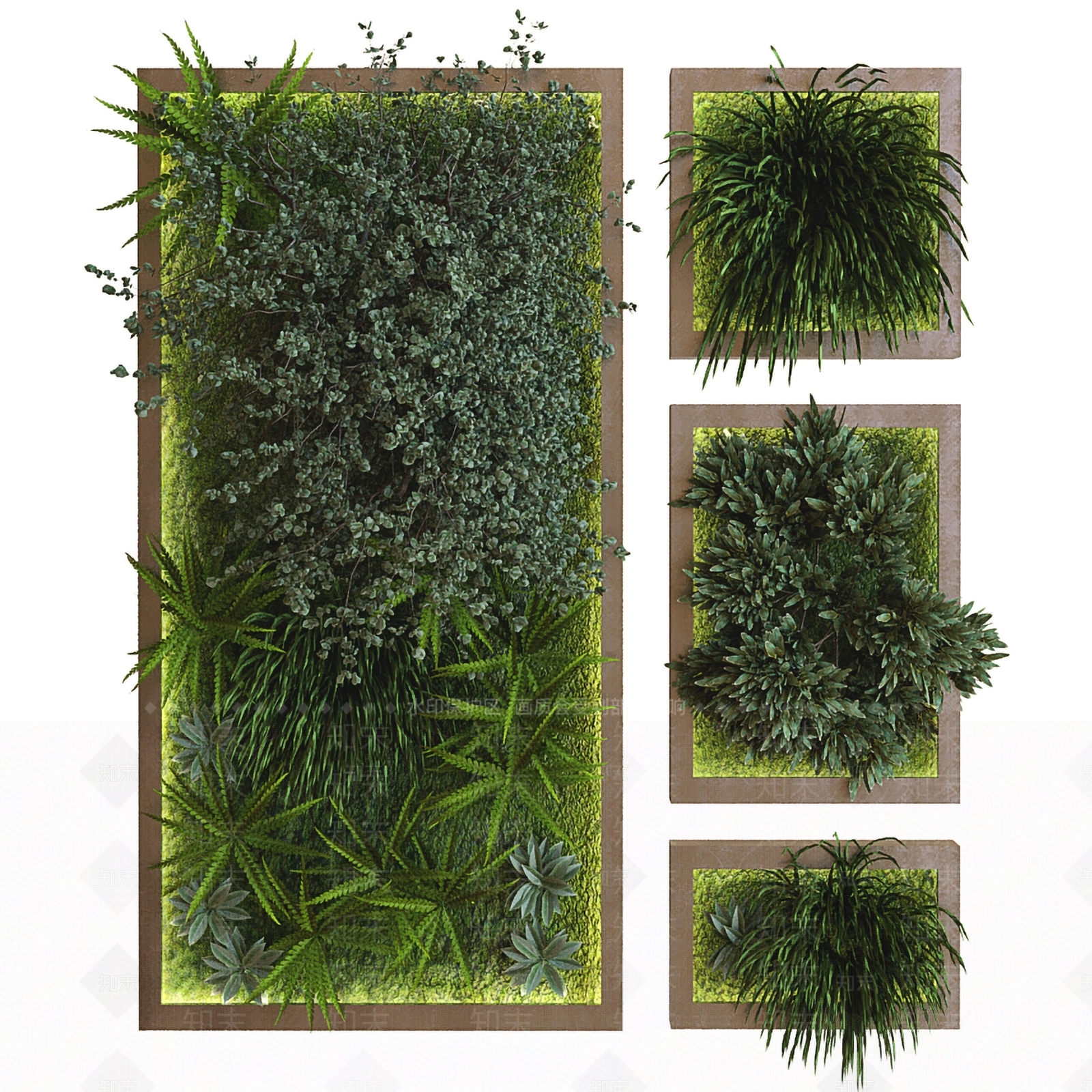 现代绿植墙3D模型下载【ID:487957239】