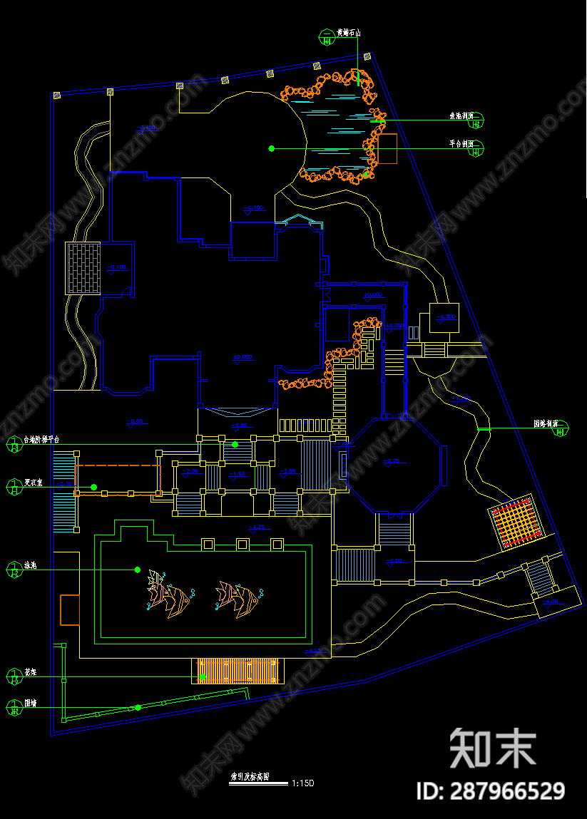 别墅花园cad施工图下载【ID:287966529】