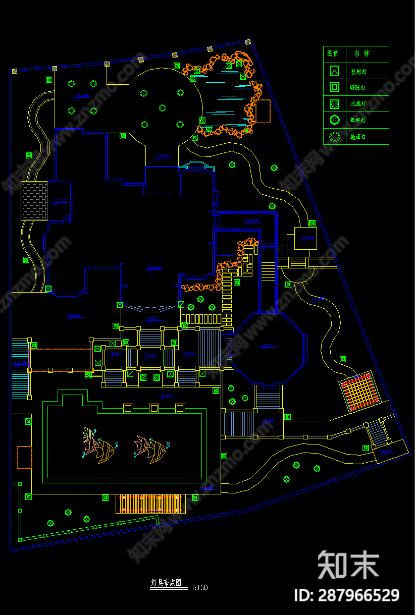 别墅花园cad施工图下载【ID:287966529】
