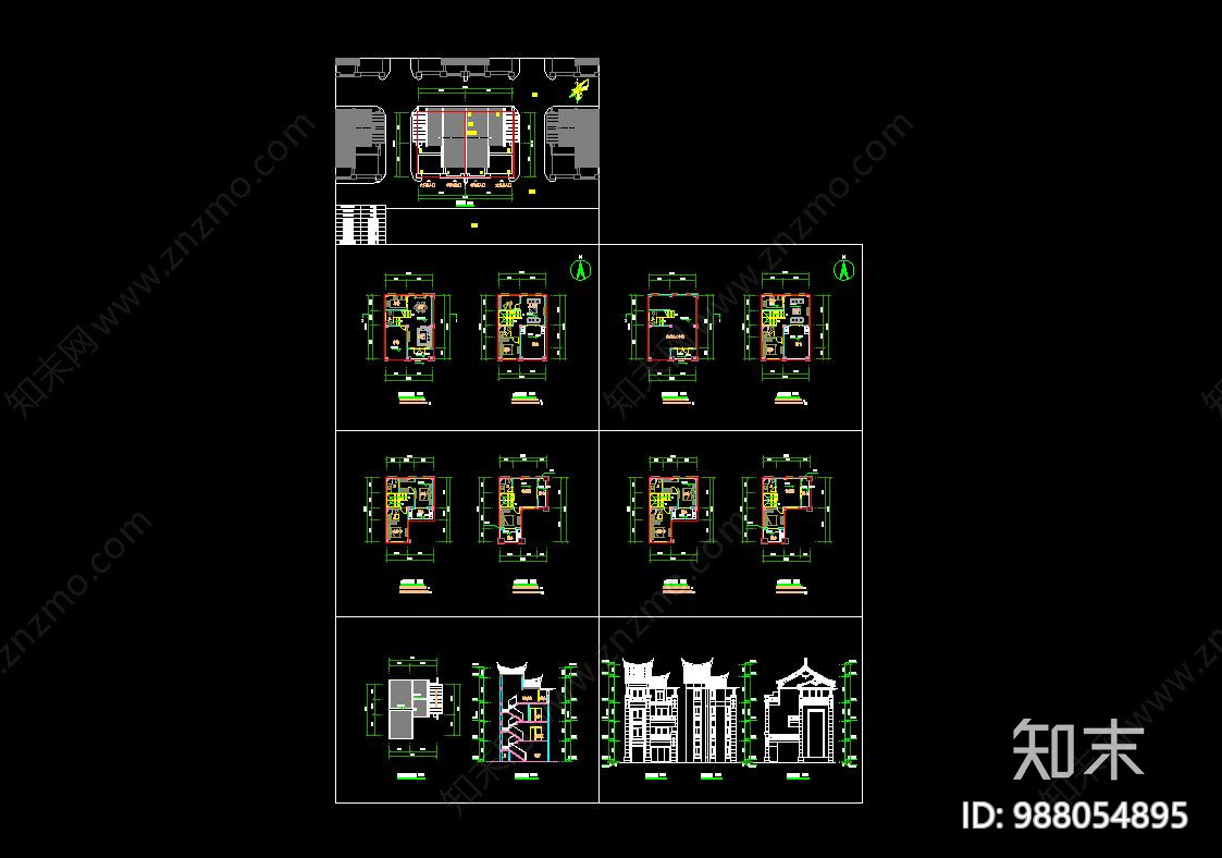 新中式别墅cad施工图下载【ID:988054895】