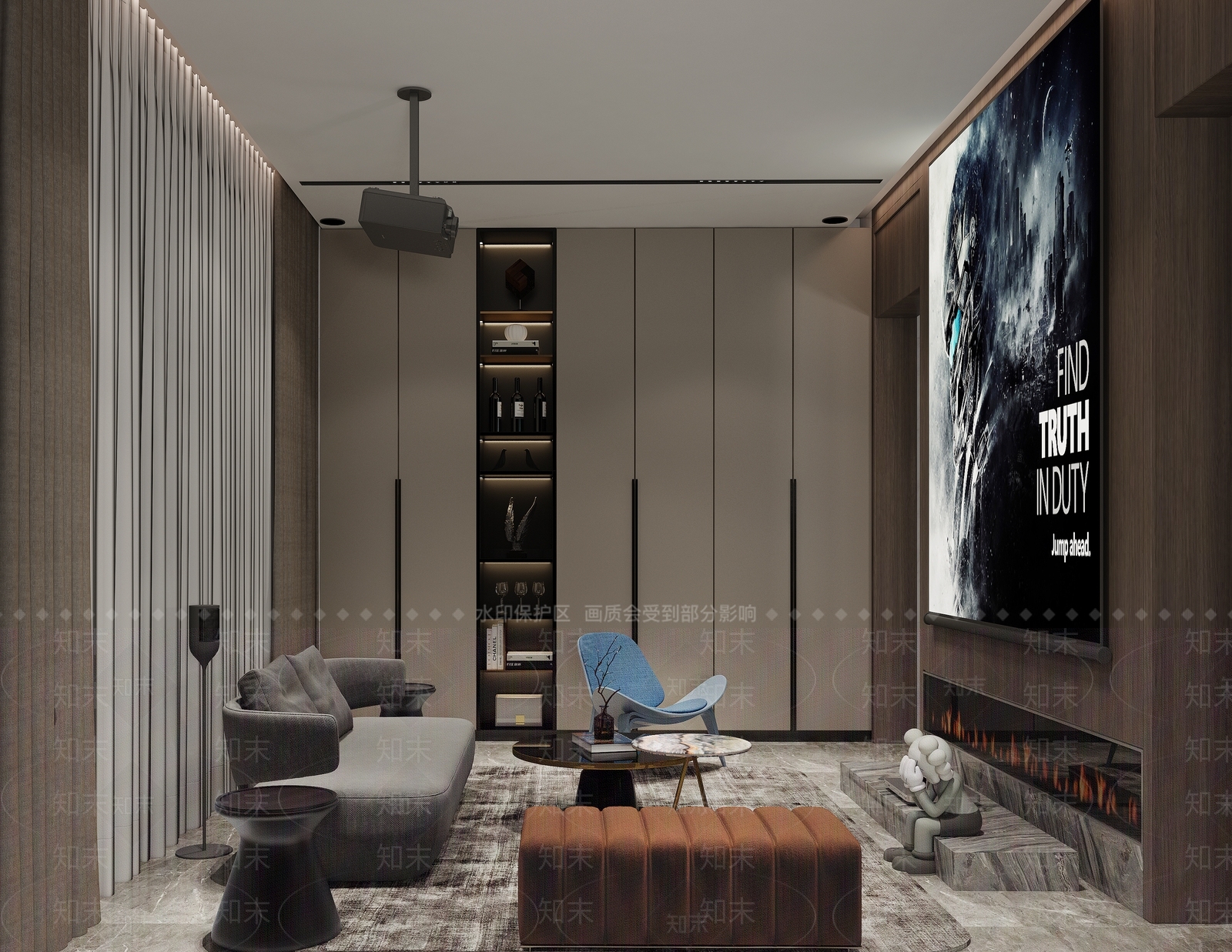 现代家居影音室3D模型下载【ID:887976966】