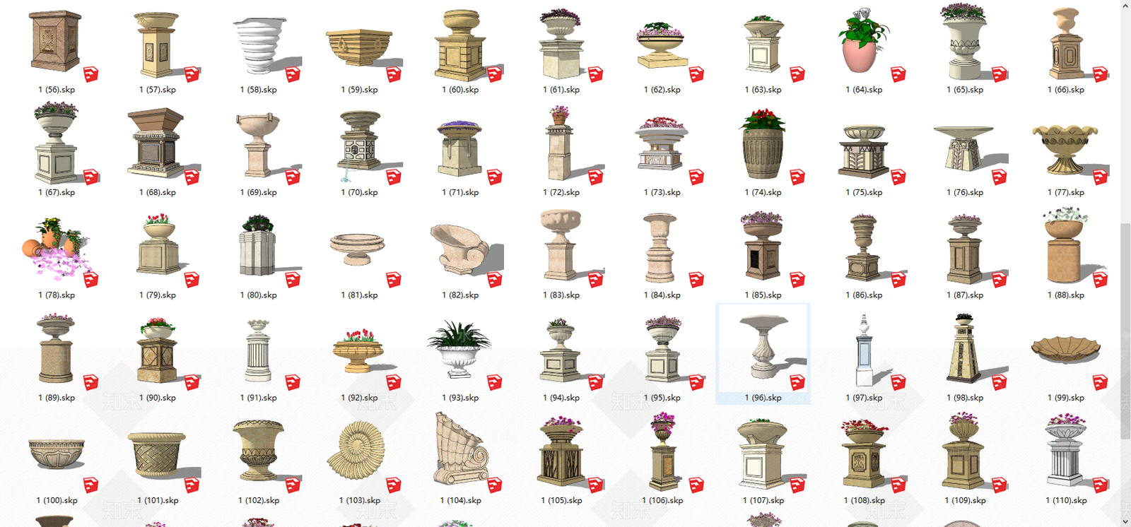 欧式花坛花钵组合SU模型下载【ID:987999769】