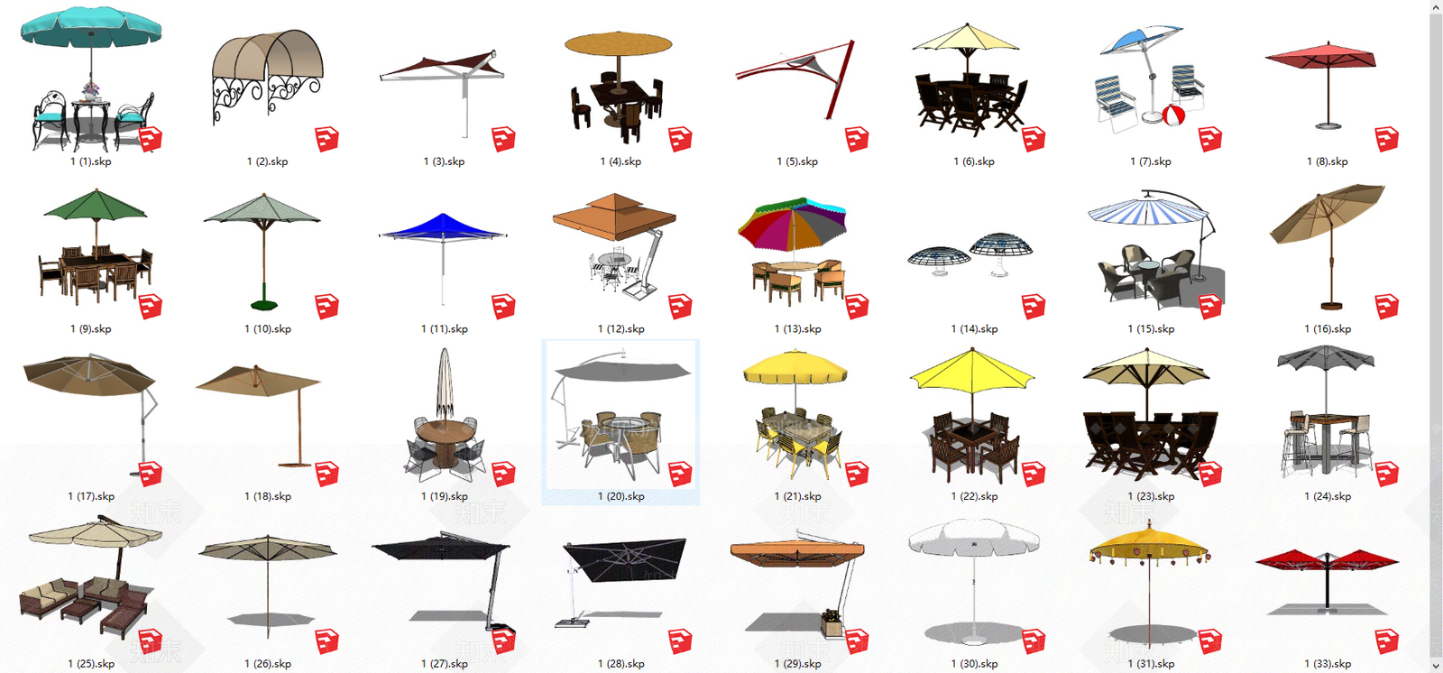 现代遮阳伞SU模型下载【ID:287999892】
