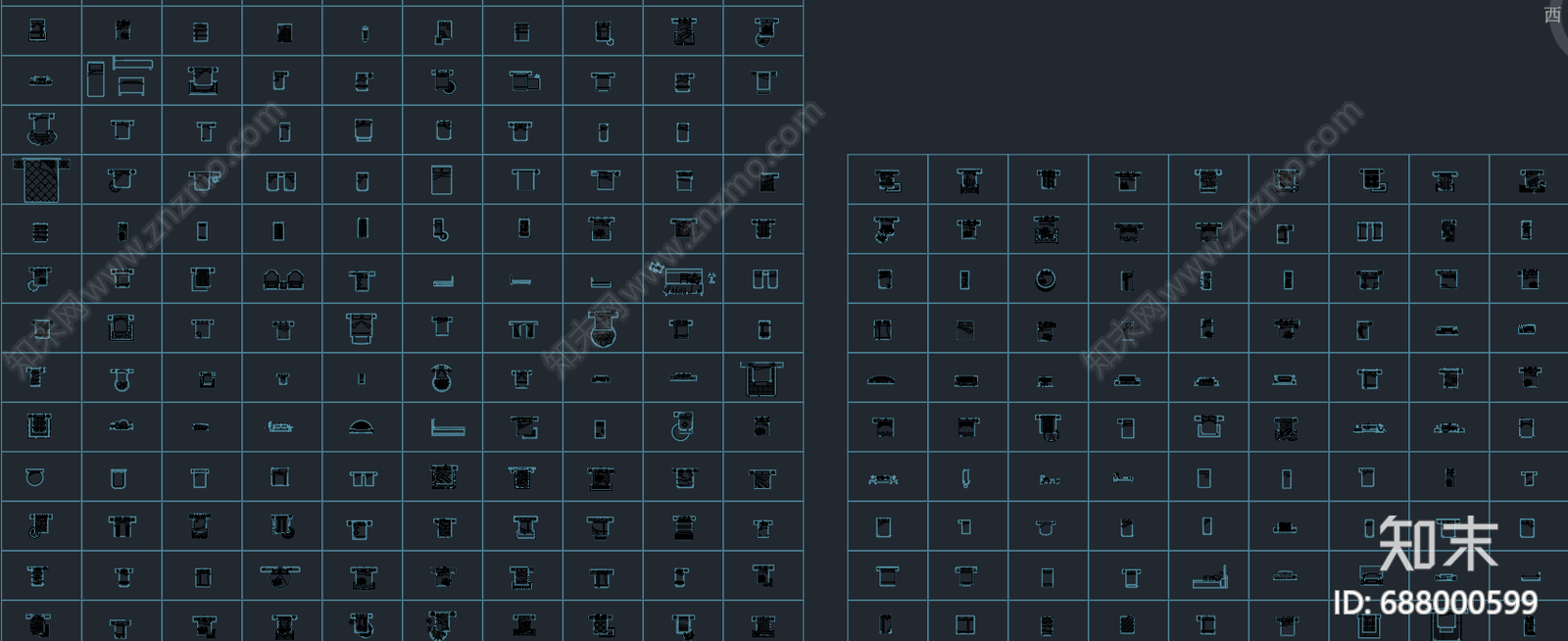 单人床施工图下载【ID:688000599】