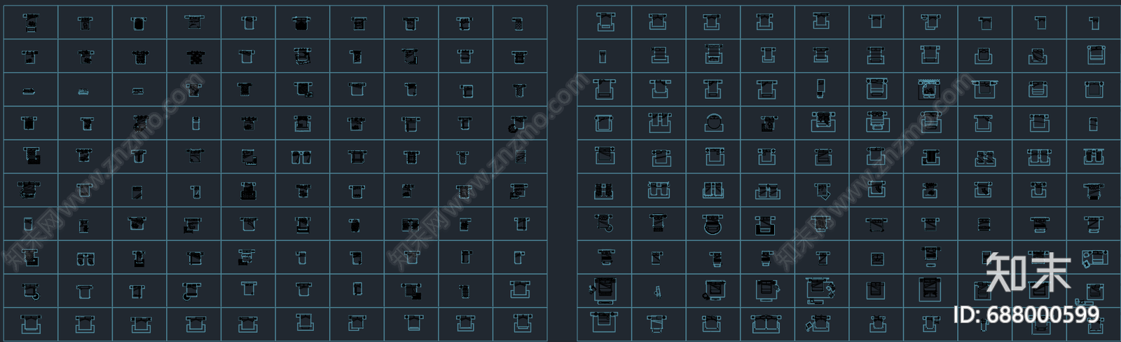 单人床cad施工图下载【ID:688000599】