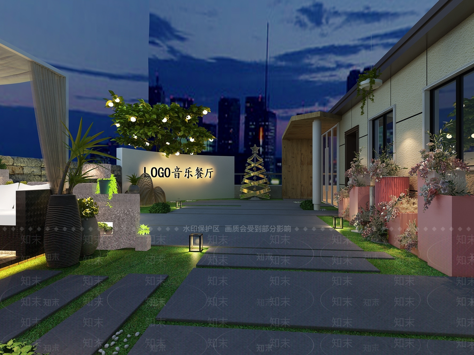 现代露天音乐餐厅3D模型下载【ID:488010406】