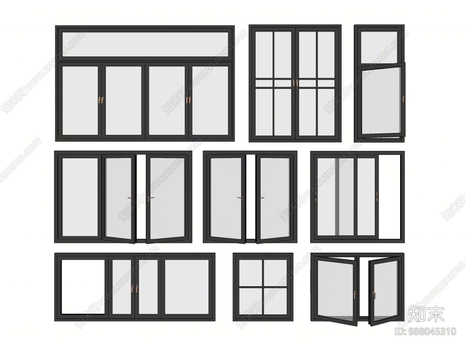 现代窗户组合SU模型下载【ID:988045310】