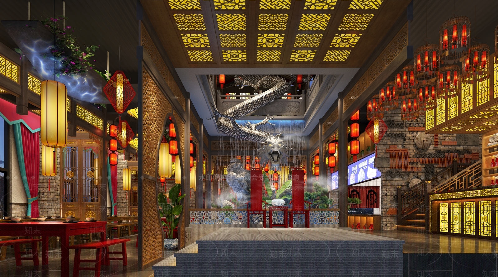 中式火锅店3D模型下载【ID:388061222】