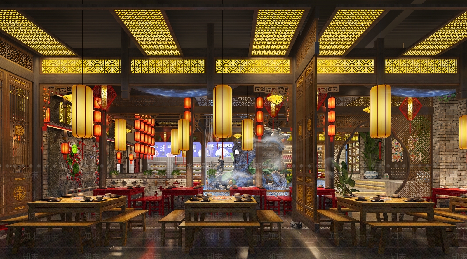 中式火锅店3D模型下载【ID:388061222】