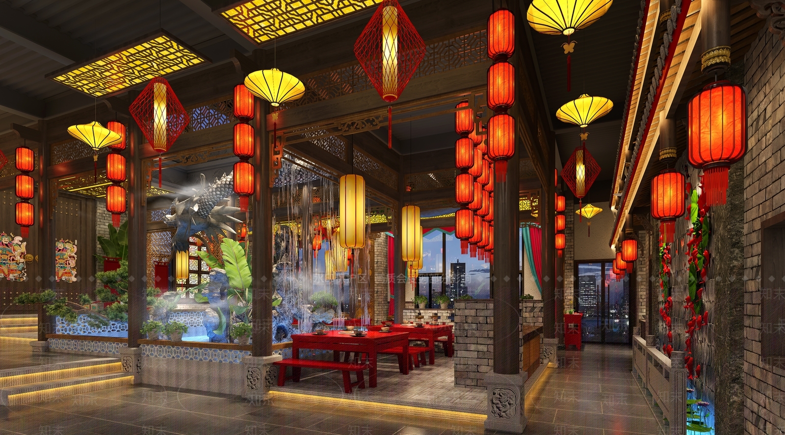 中式火锅店3D模型下载【ID:388061222】