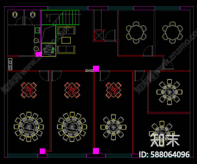 餐厅cad施工图下载【ID:588064096】