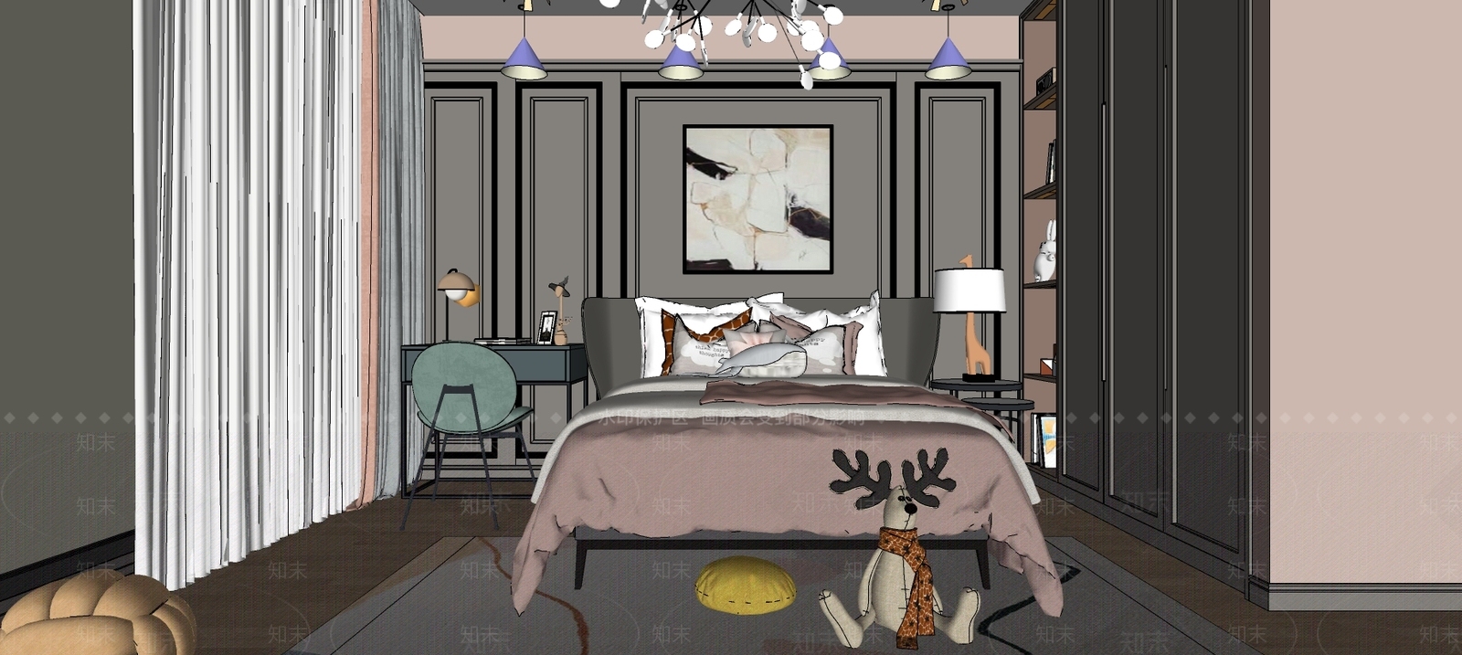 简欧儿童房SU模型下载【ID:888104811】