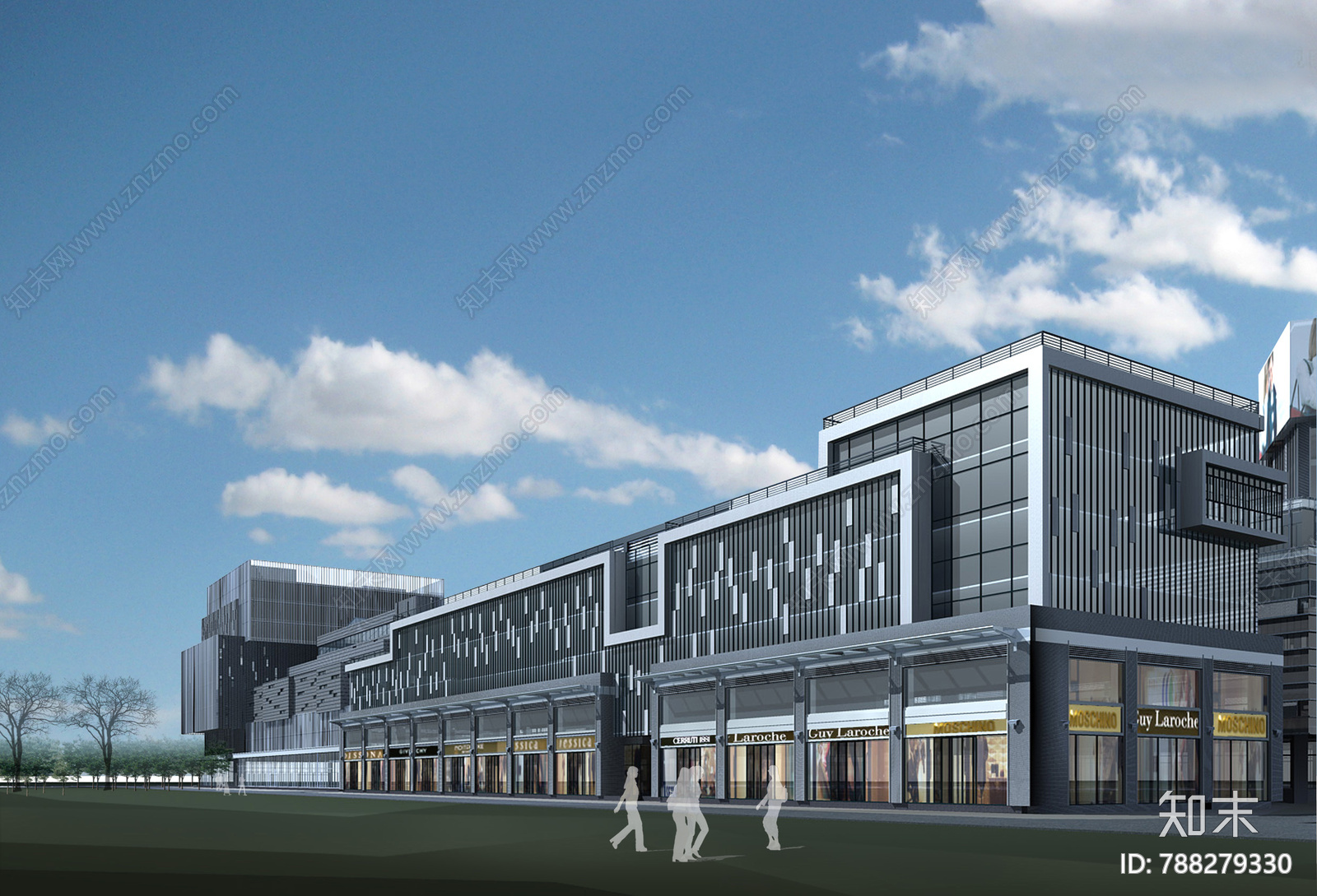 现代商住办公建筑cad施工图下载【ID:788279330】