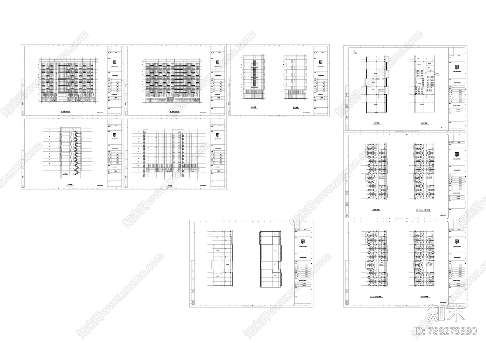 现代商住办公建筑cad施工图下载【ID:788279330】