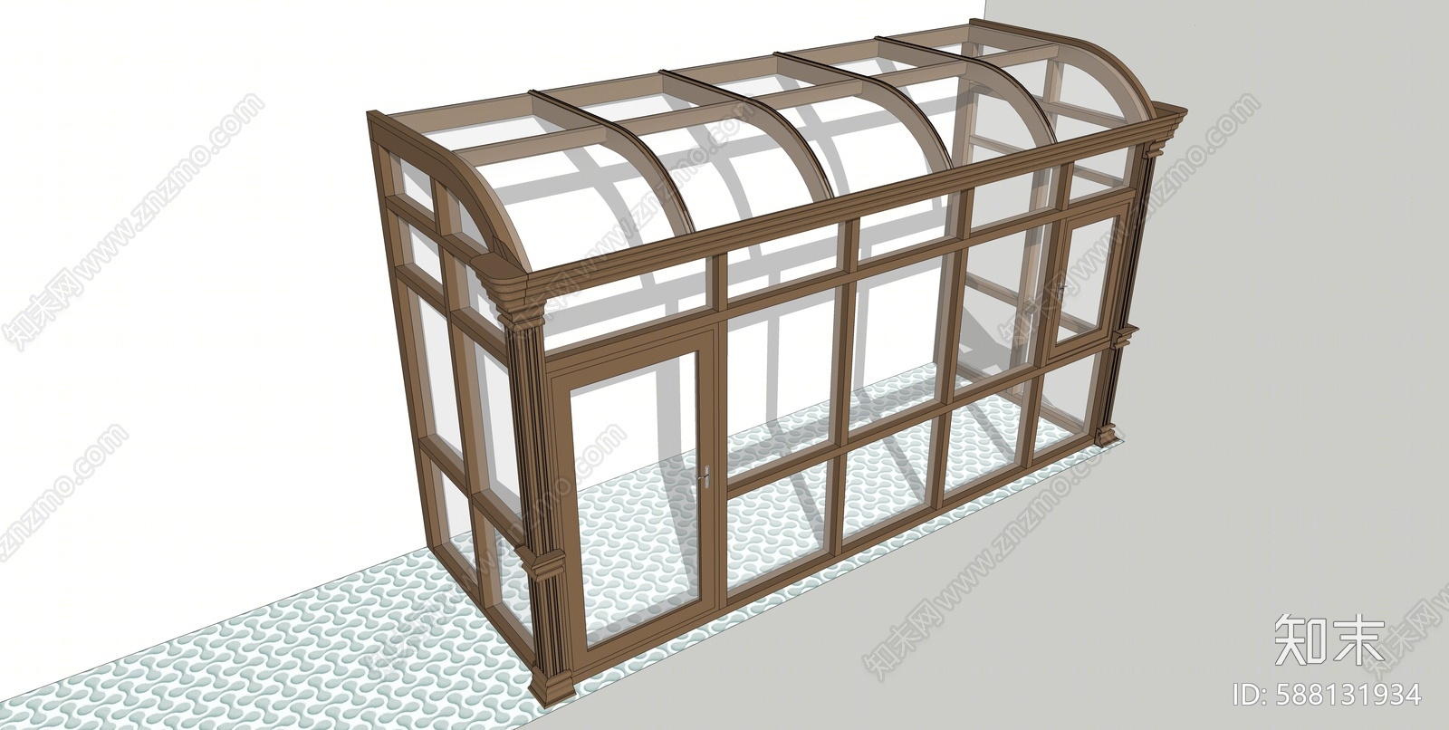 现代弧形阳光房SU模型下载【ID:588131934】