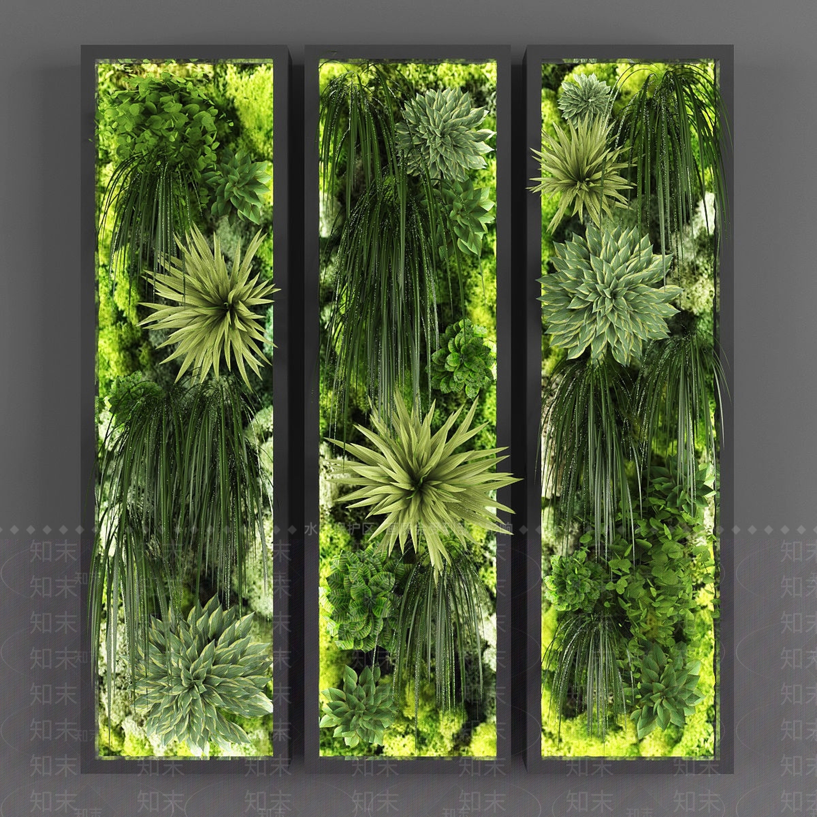 现代绿植墙3D模型下载【ID:488139279】