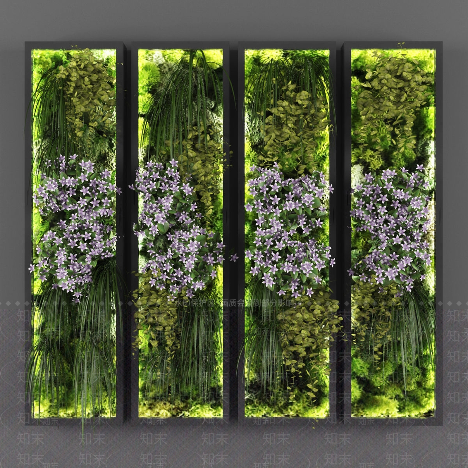 现代绿植墙3D模型下载【ID:488142202】