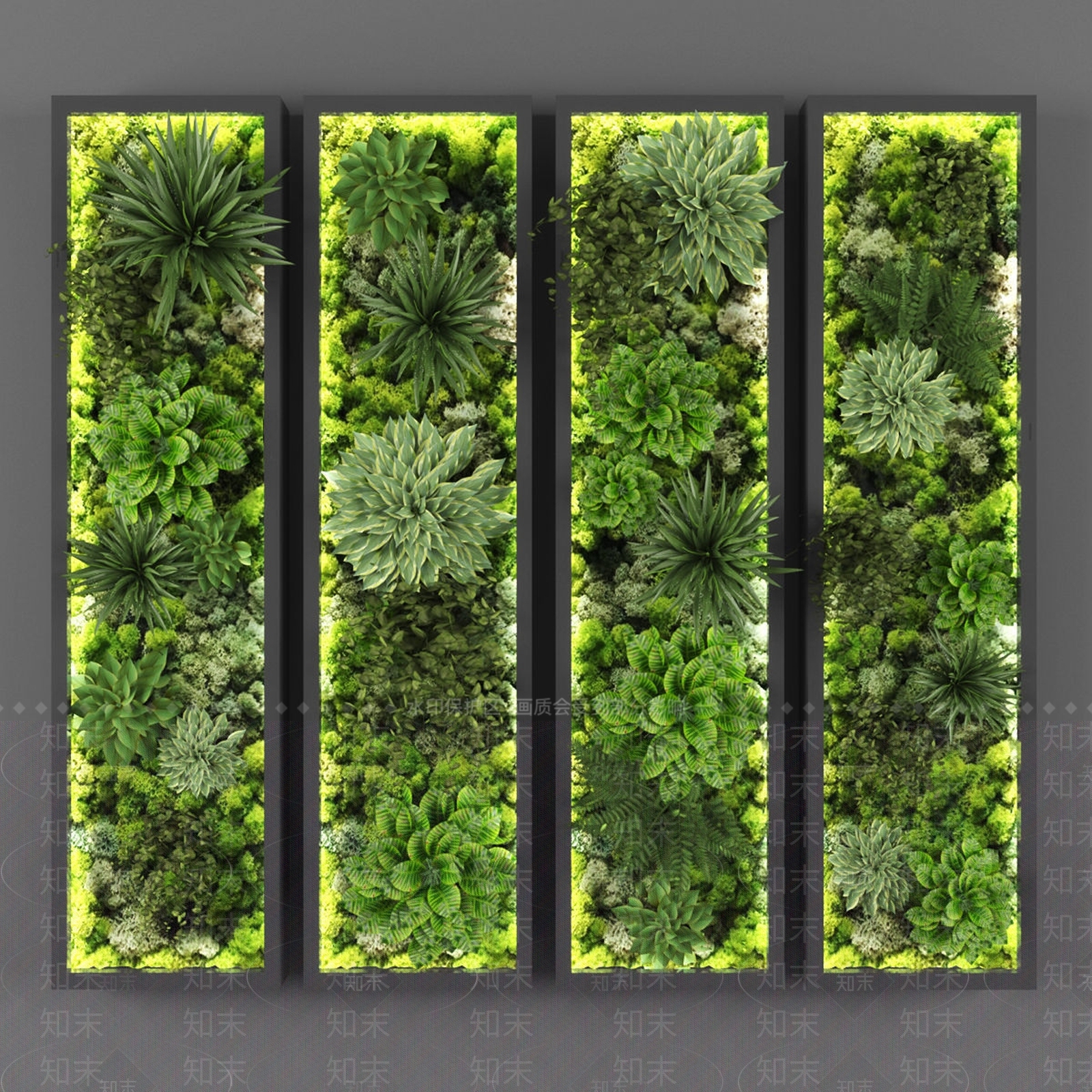现代绿植墙3D模型下载【ID:488142244】