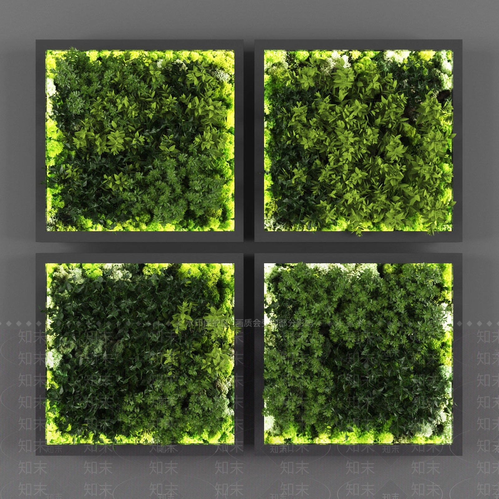 现代绿植墙3D模型下载【ID:488143206】