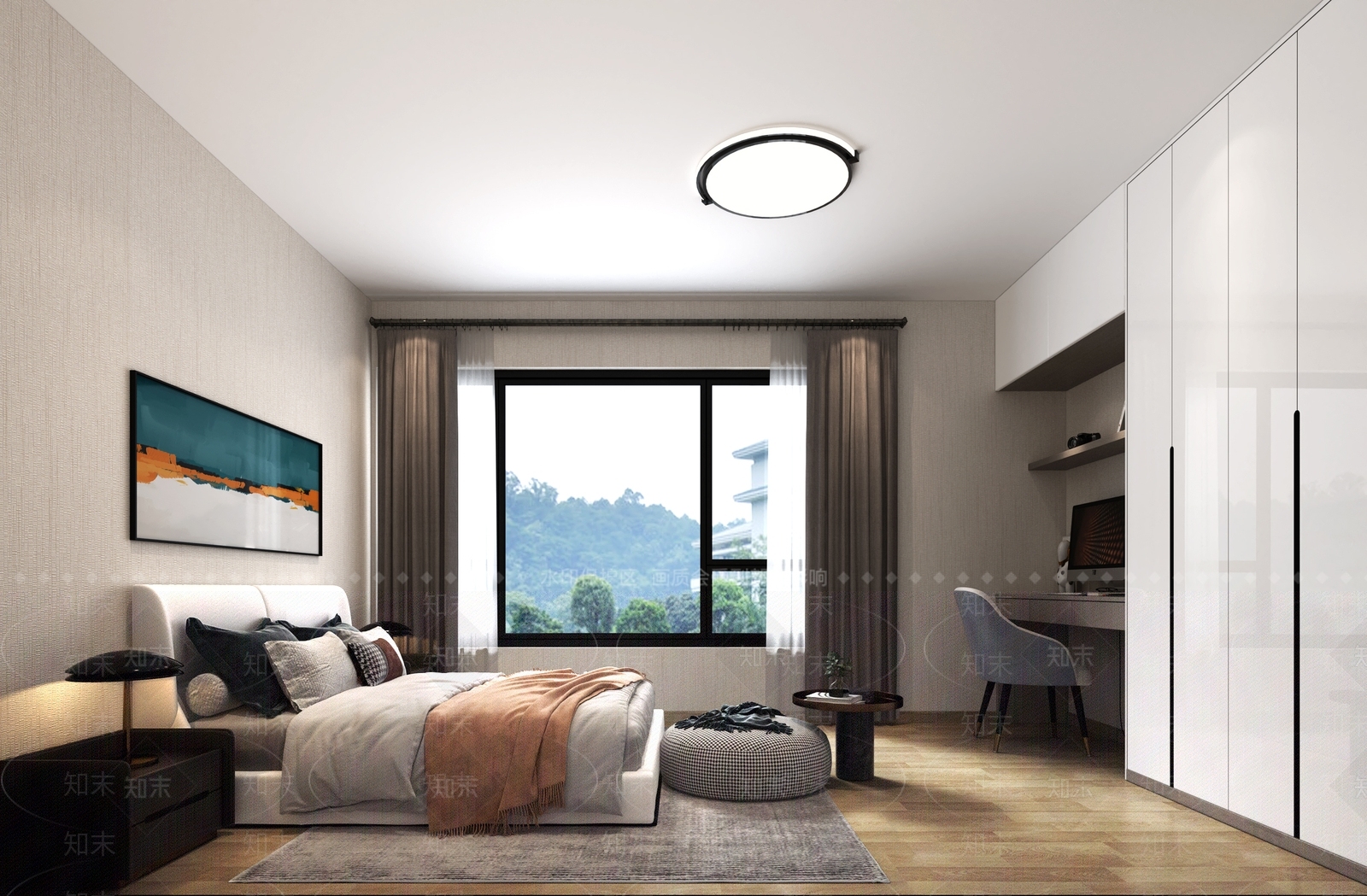 现代单人床3D模型下载【ID:688569941】