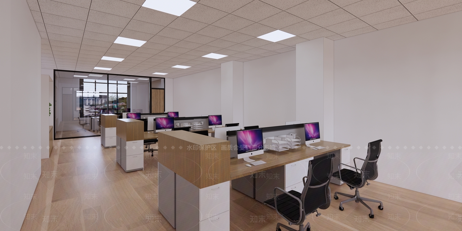 现代公共办公区SU模型下载【ID:388367269】