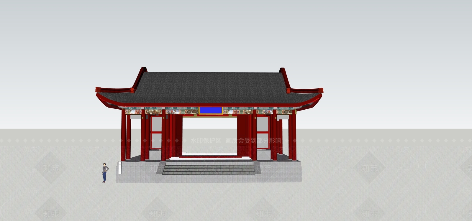 中式风格建筑外观SU模型下载【ID:888168483】