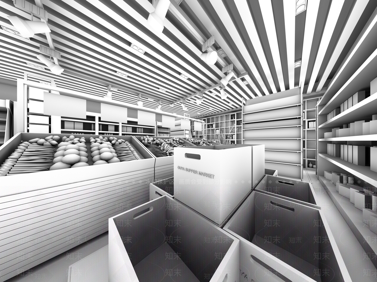 现代超市3D模型下载【ID:288171630】