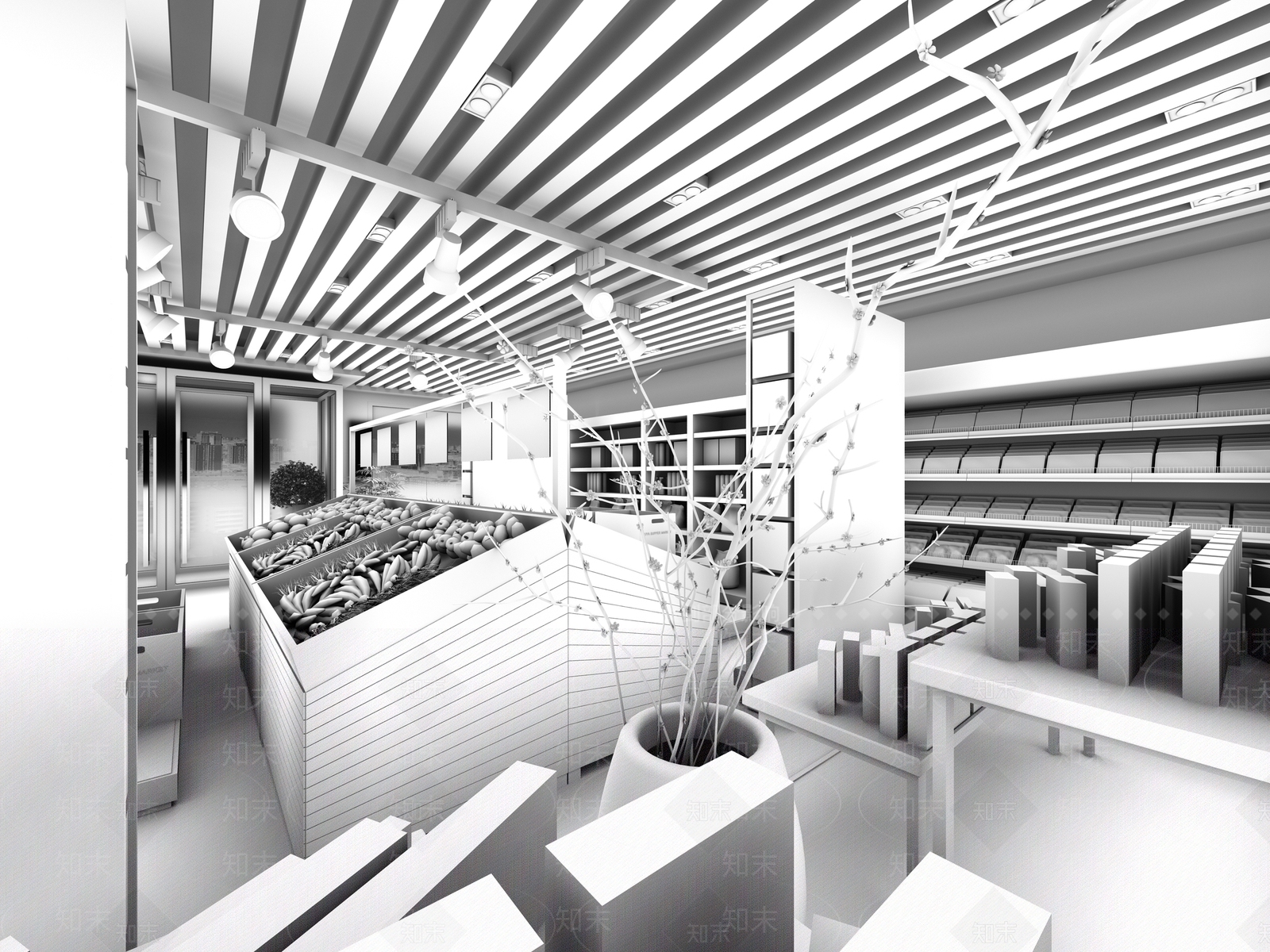 现代超市3D模型下载【ID:288171630】