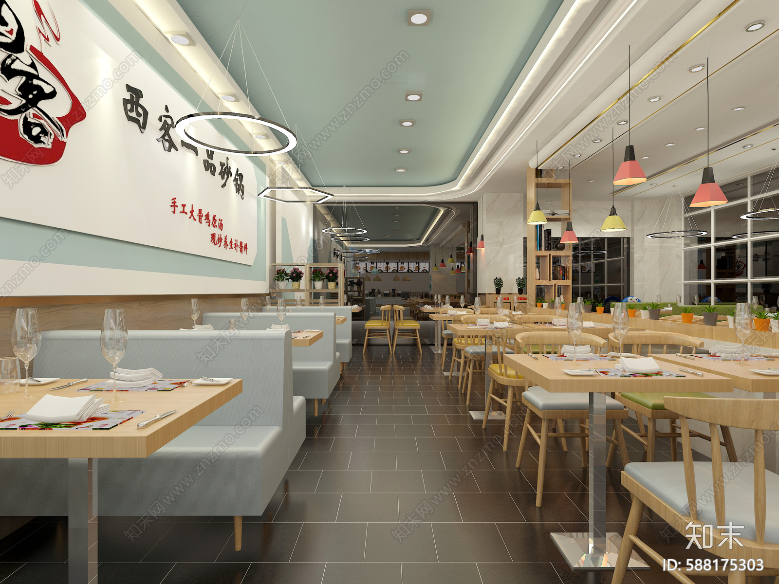 砂锅店cad施工图下载【ID:588175303】