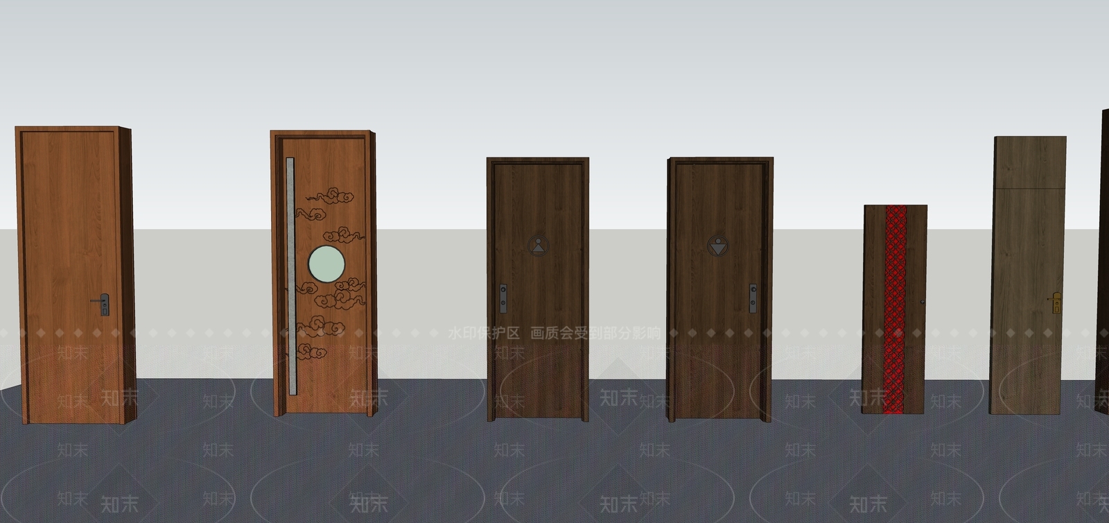 中式折叠门SU模型下载【ID:988177183】