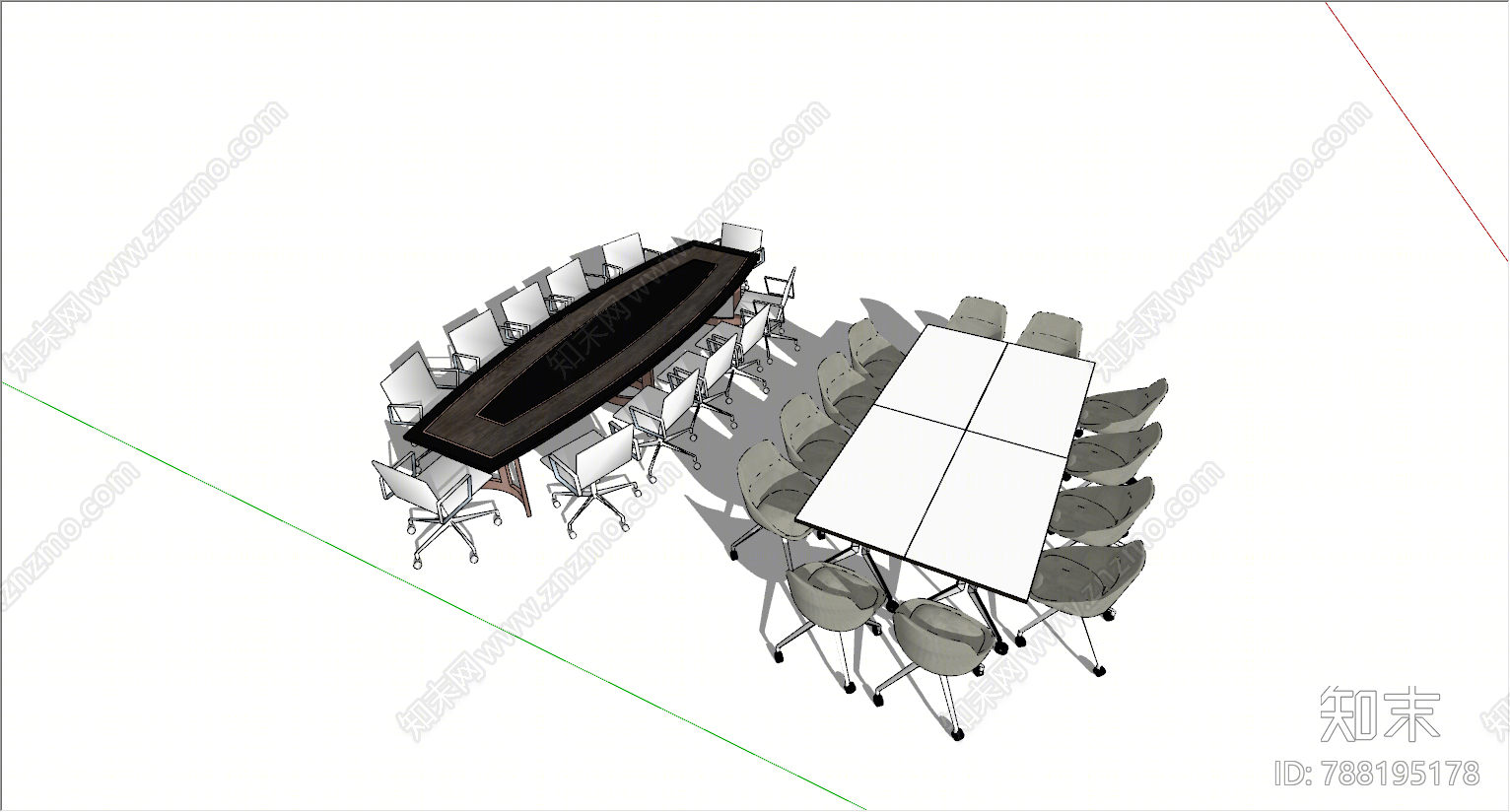 现代会议桌SU模型下载【ID:788195178】