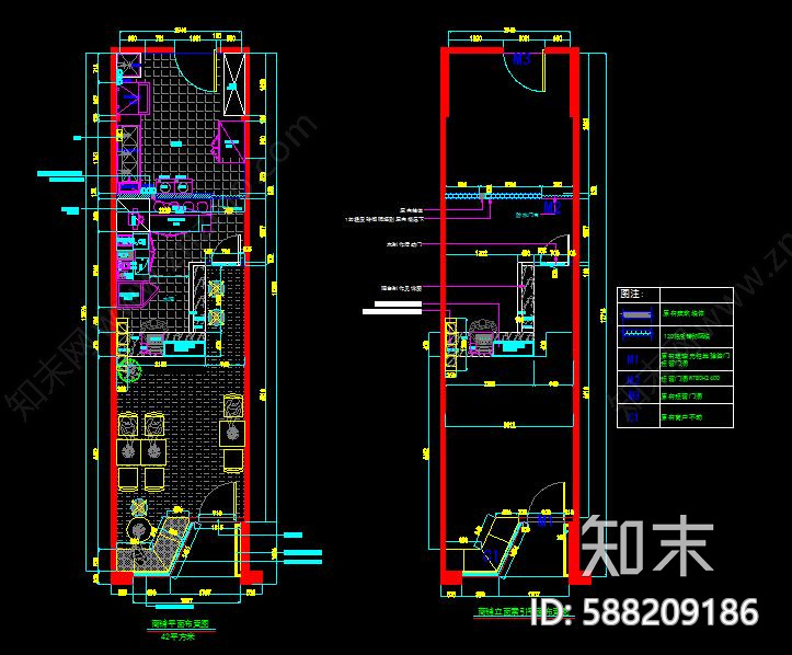 工业风奶茶咖啡店cad施工图下载【ID:588209186】