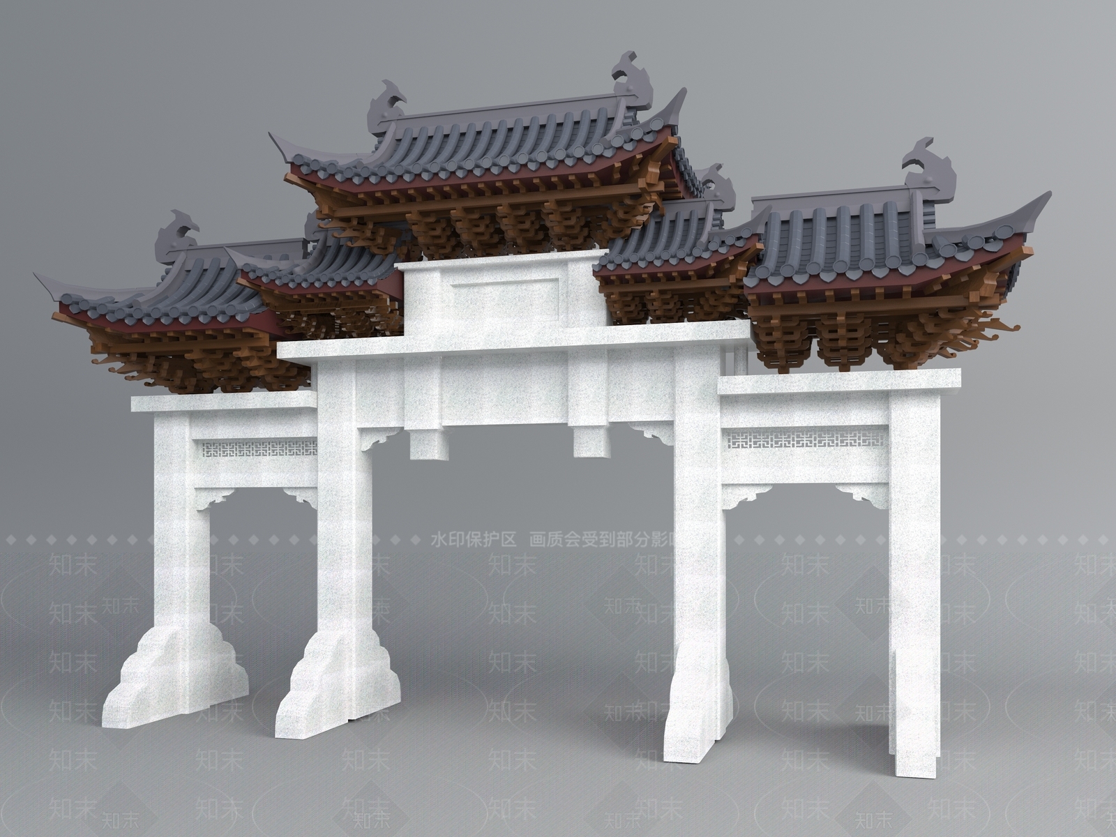中式牌楼牌坊3D模型下载【ID:288213848】