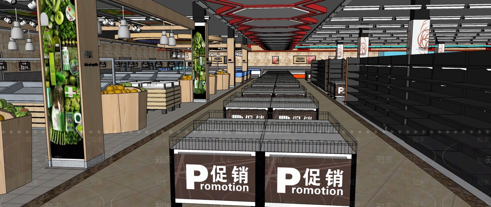 现代大型超市SU模型下载【ID:888251342】