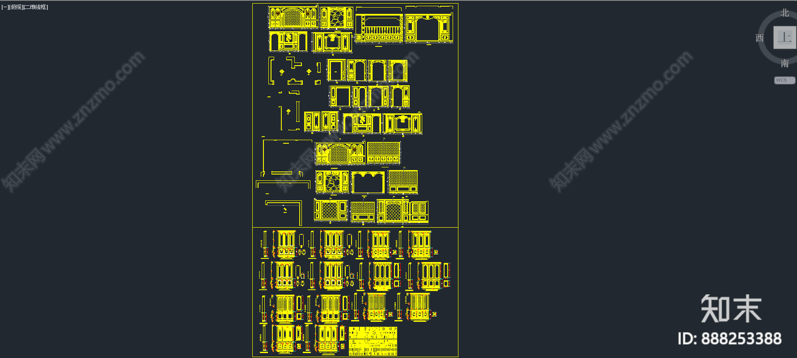 法式墙板cad施工图下载【ID:888253388】