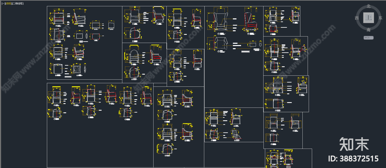 现代沙发单椅施工图下载【ID:388372515】