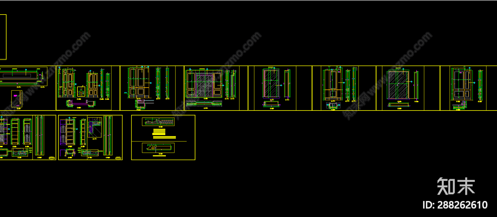 现代家装柜子施工图下载【ID:288262610】