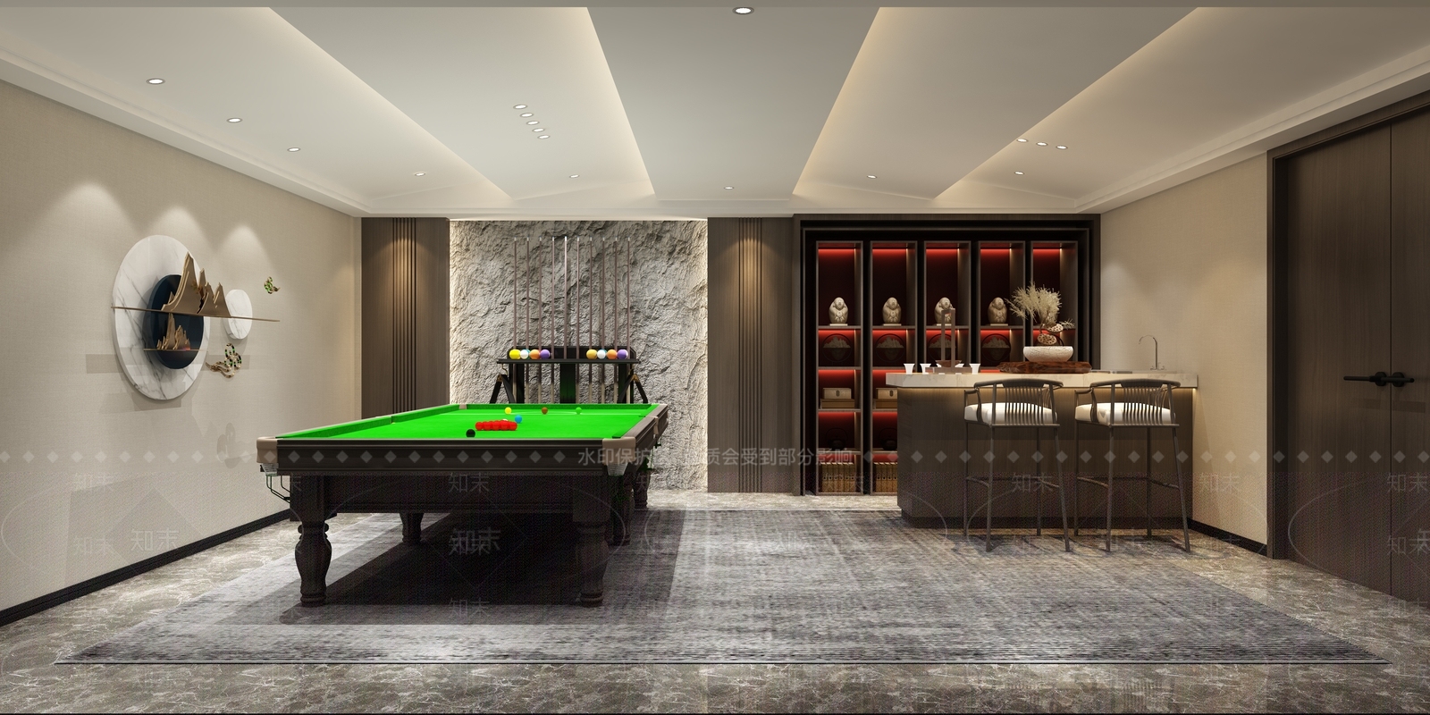 新中式台球室3D模型下载【ID:288266492】