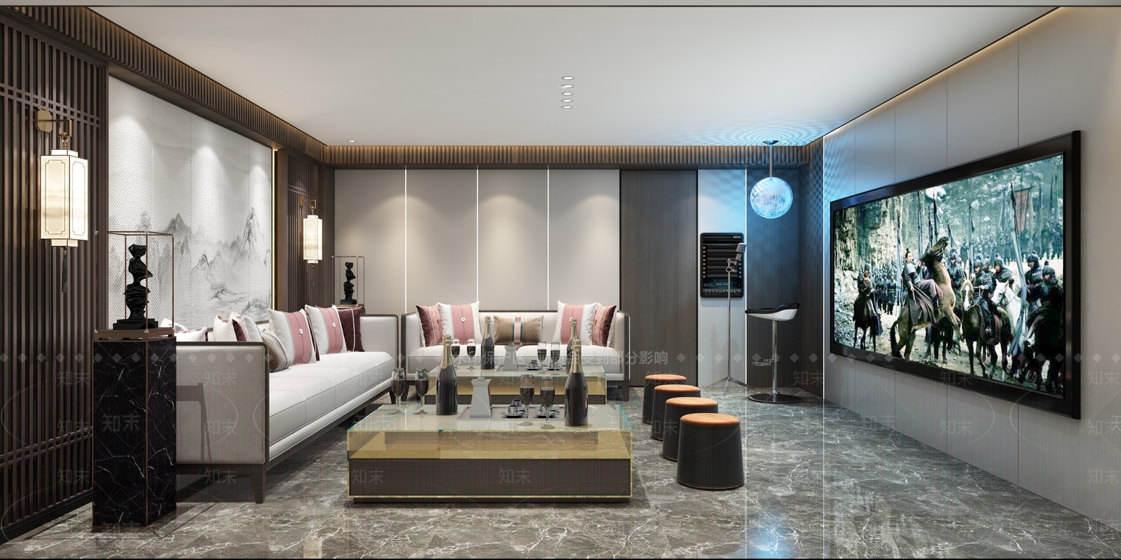 新中式家居影音室3D模型下载【ID:888266995】