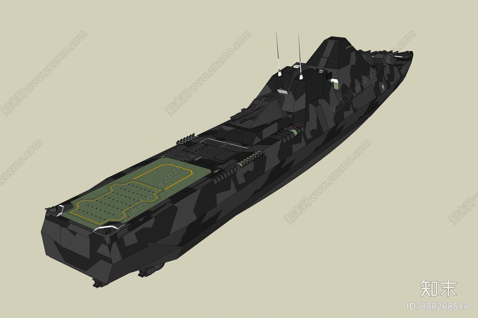 现代军舰SU模型下载【ID:888268518】