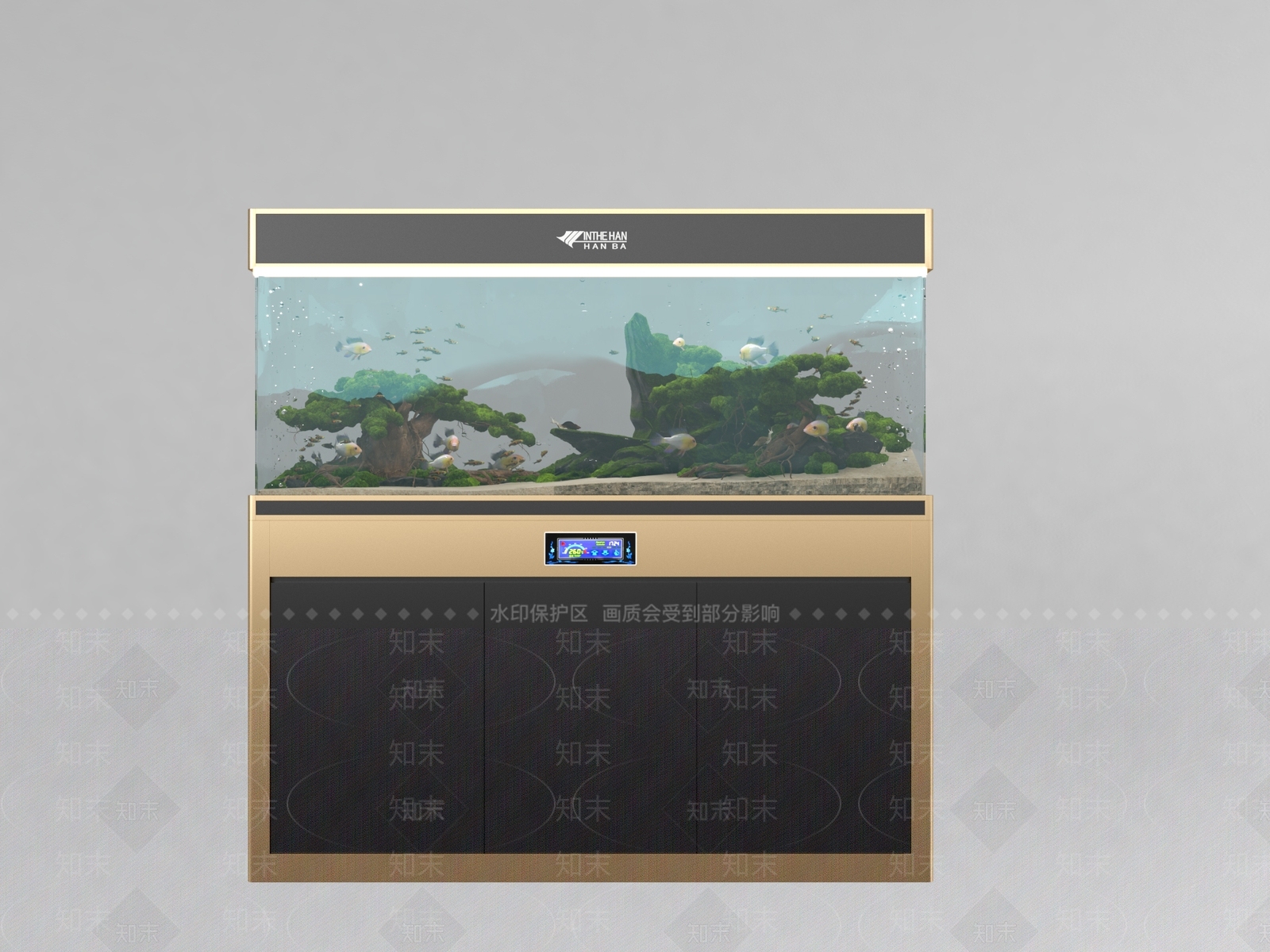 现代鱼缸水族3D模型下载【ID:688283760】