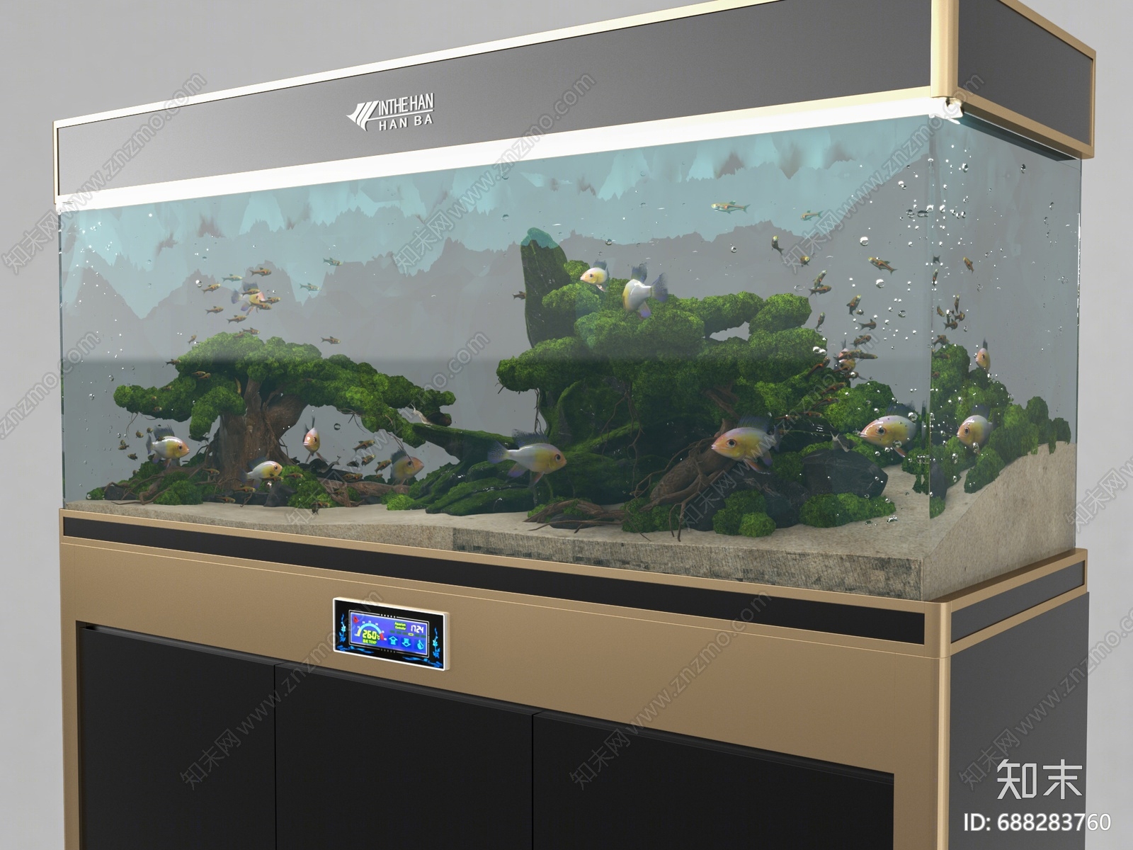 現代魚缸水族3d模型下載