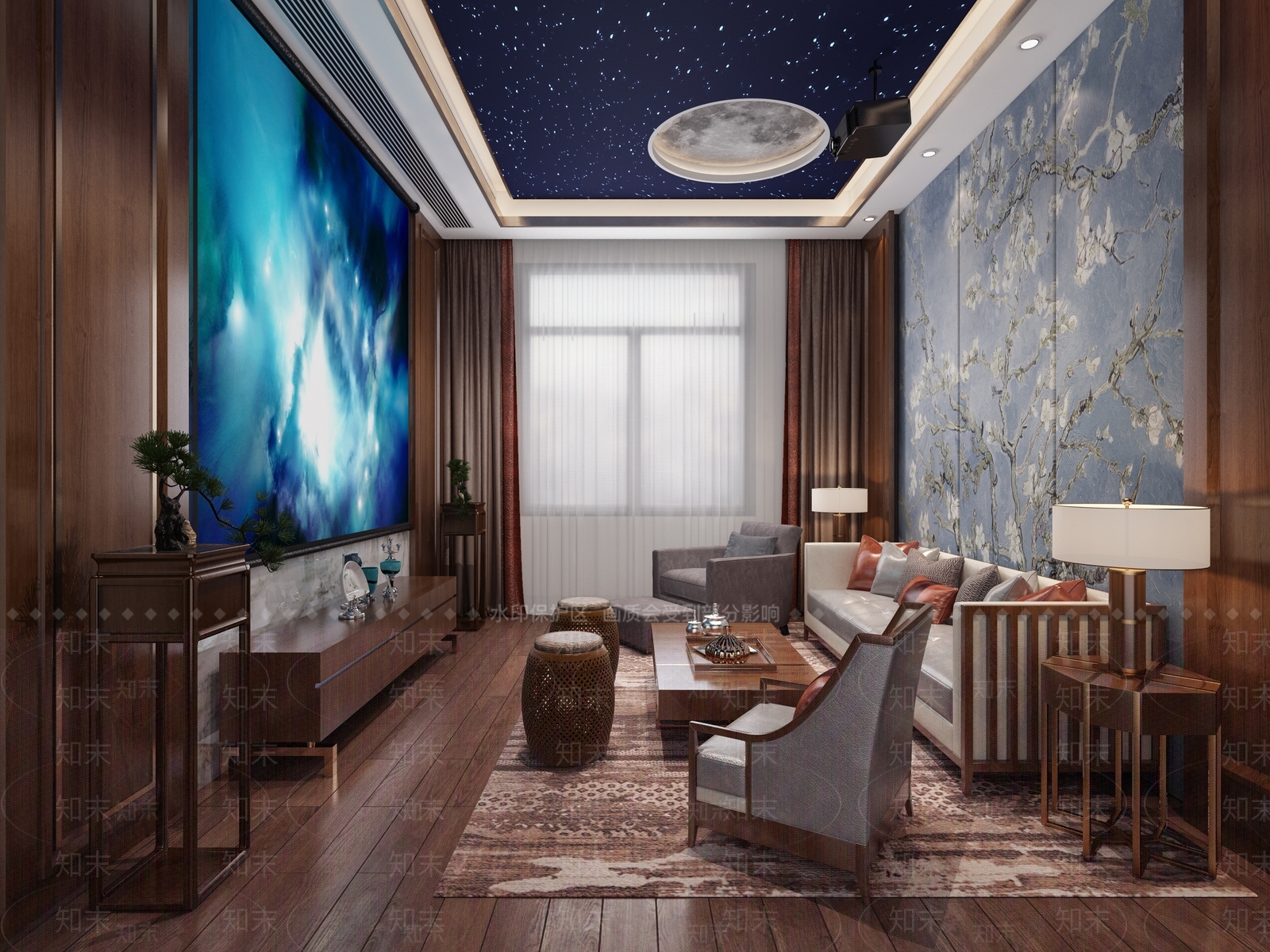 新中式家居影音室3D模型下载【ID:888290957】