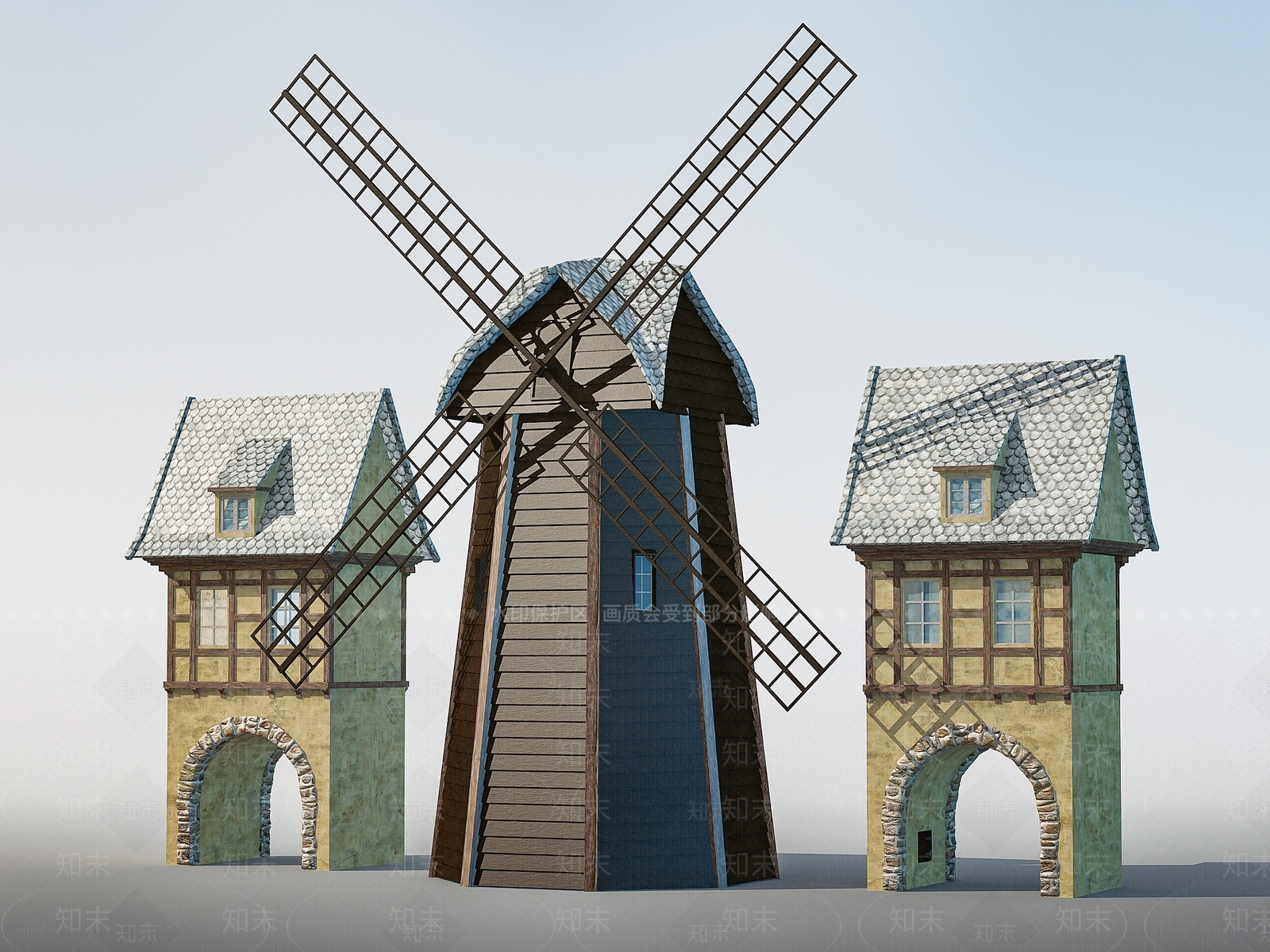 欧式风格风车3D模型下载【ID:588292541】