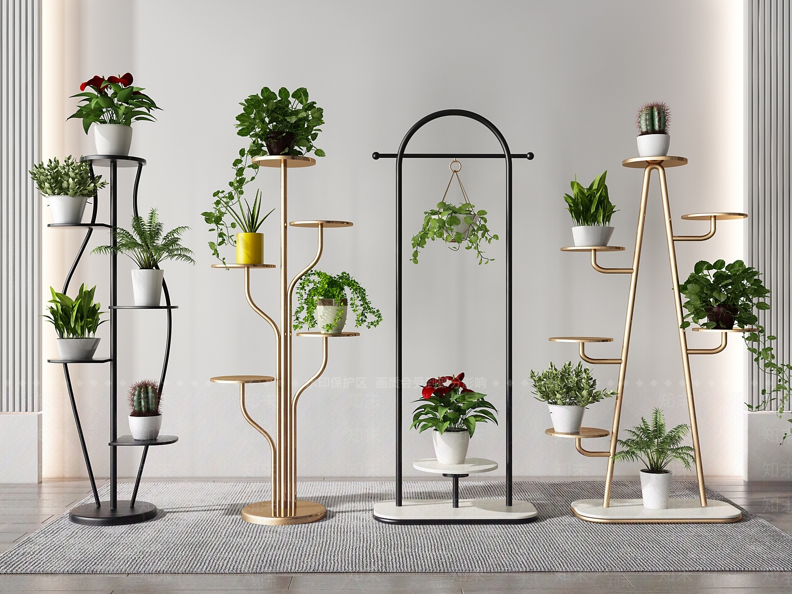 现代花架组合3D模型下载【ID:388306858】