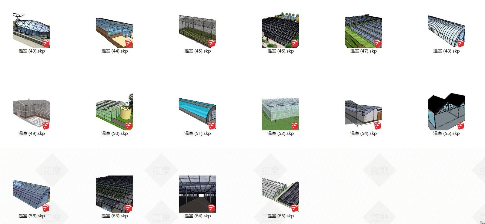 现代温室大棚外观SU模型下载【ID:188307157】