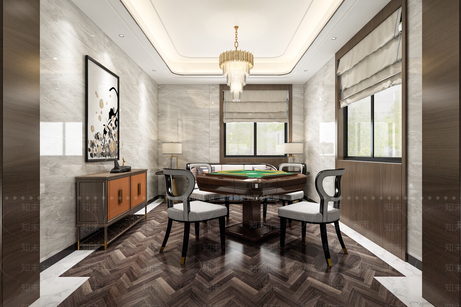 新中式棋牌室SU模型下载【ID:588314447】