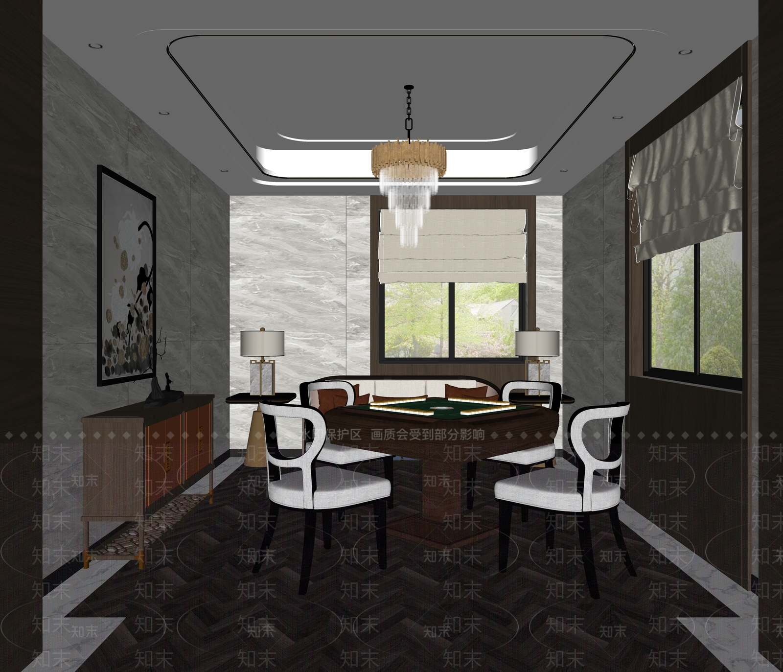 新中式棋牌室SU模型下载【ID:588314447】