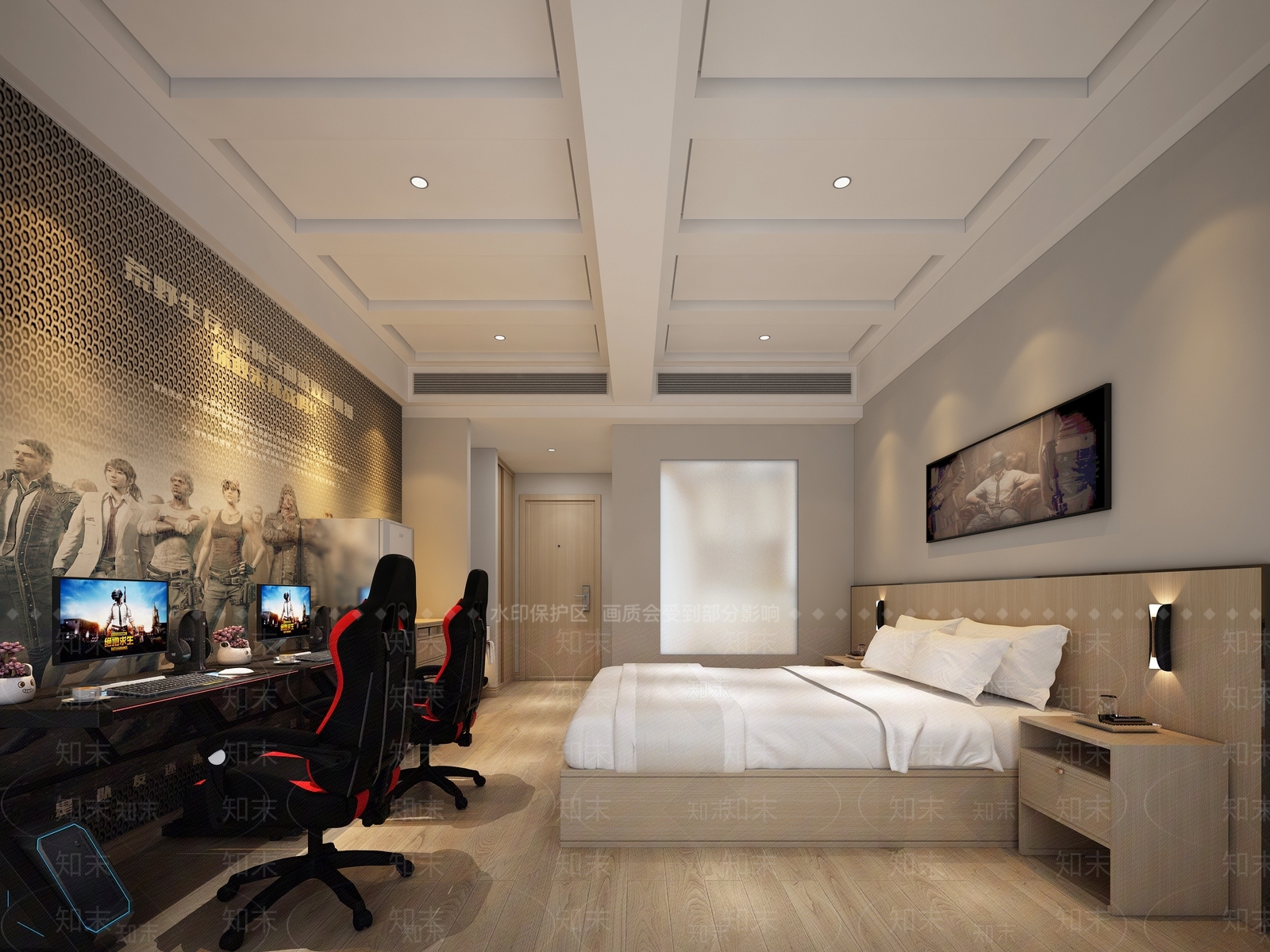 现代酒店客房3D模型下载【ID:488322635】