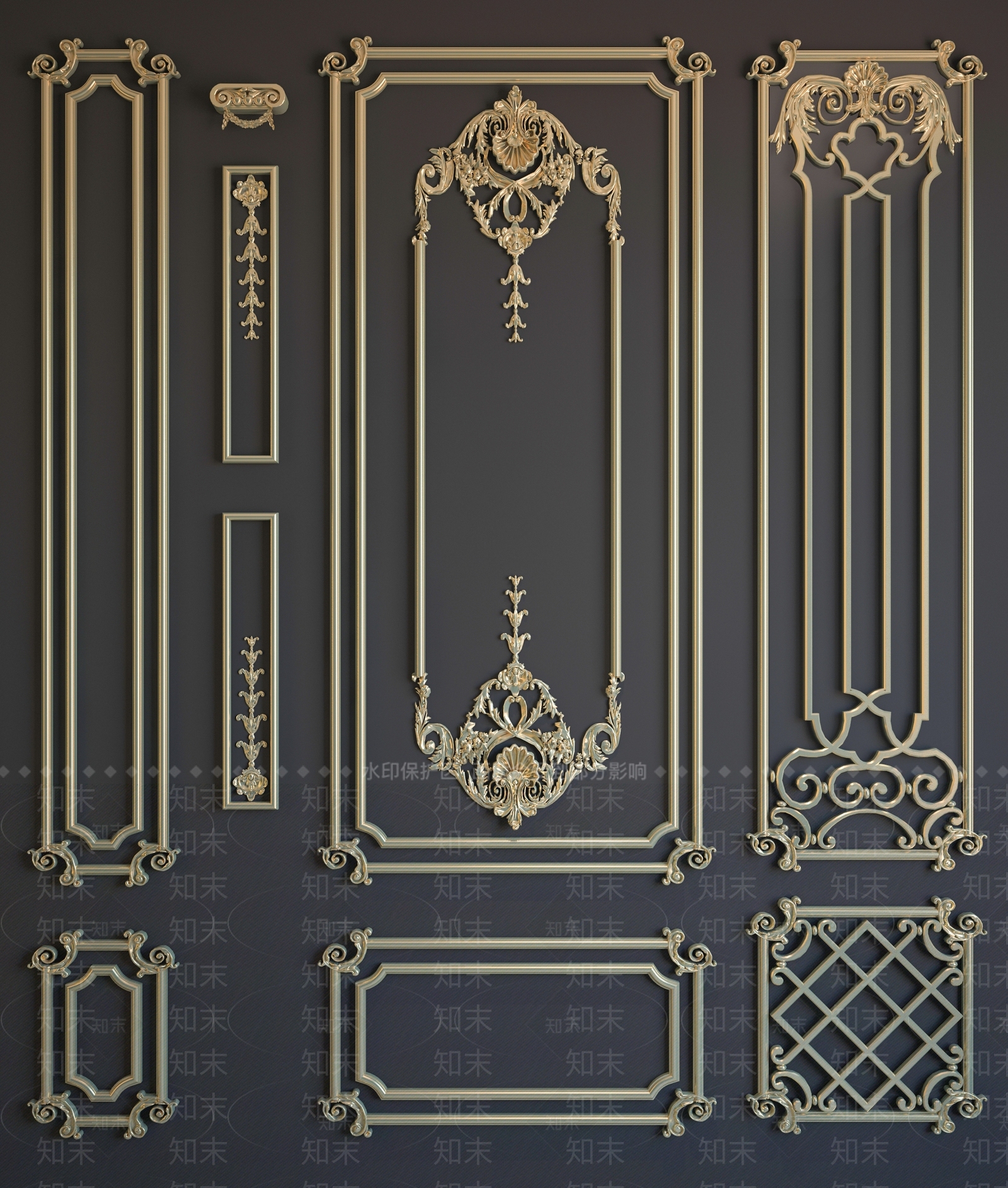 欧式古典线条3D模型下载【ID:888324848】